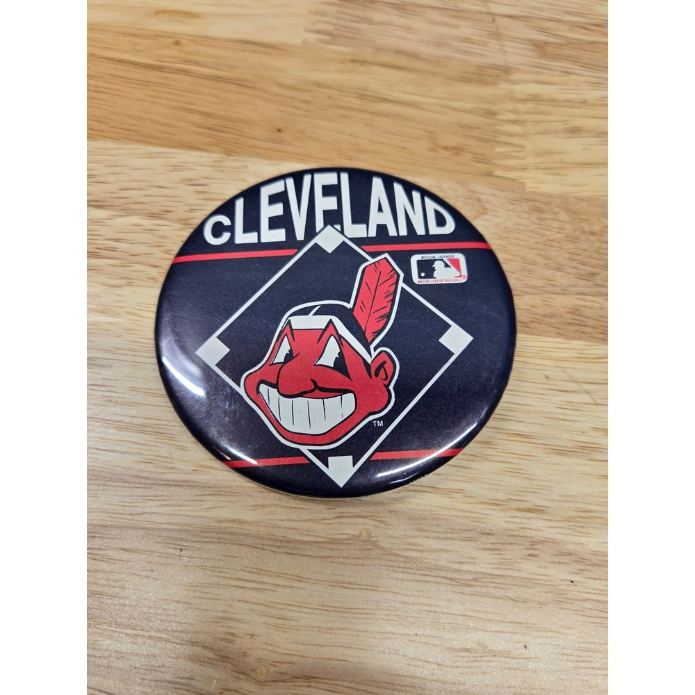 Vintage Cleveland Indians Chief Wahoo MLB Pinback Button Navy Blue Baseball Pin